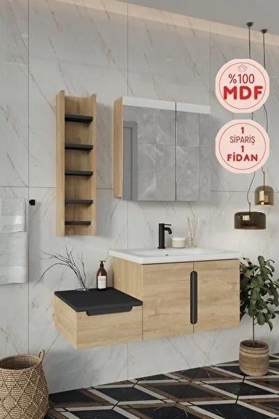 Turgutlu banyo dolabı modeli — LED aynalı takım